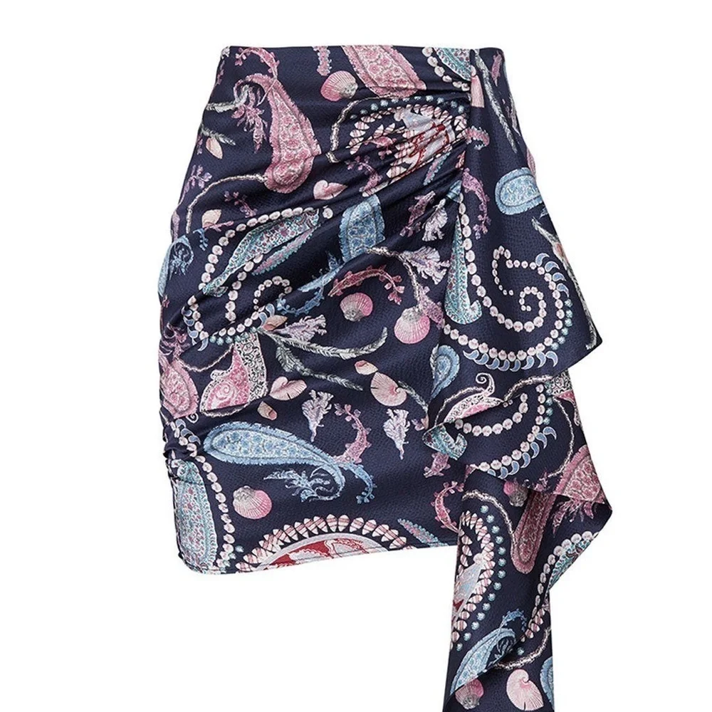 Thurley - Crown Of Thornes Mini Skirt - 100% silk - Nautical/mermaid - US 4
